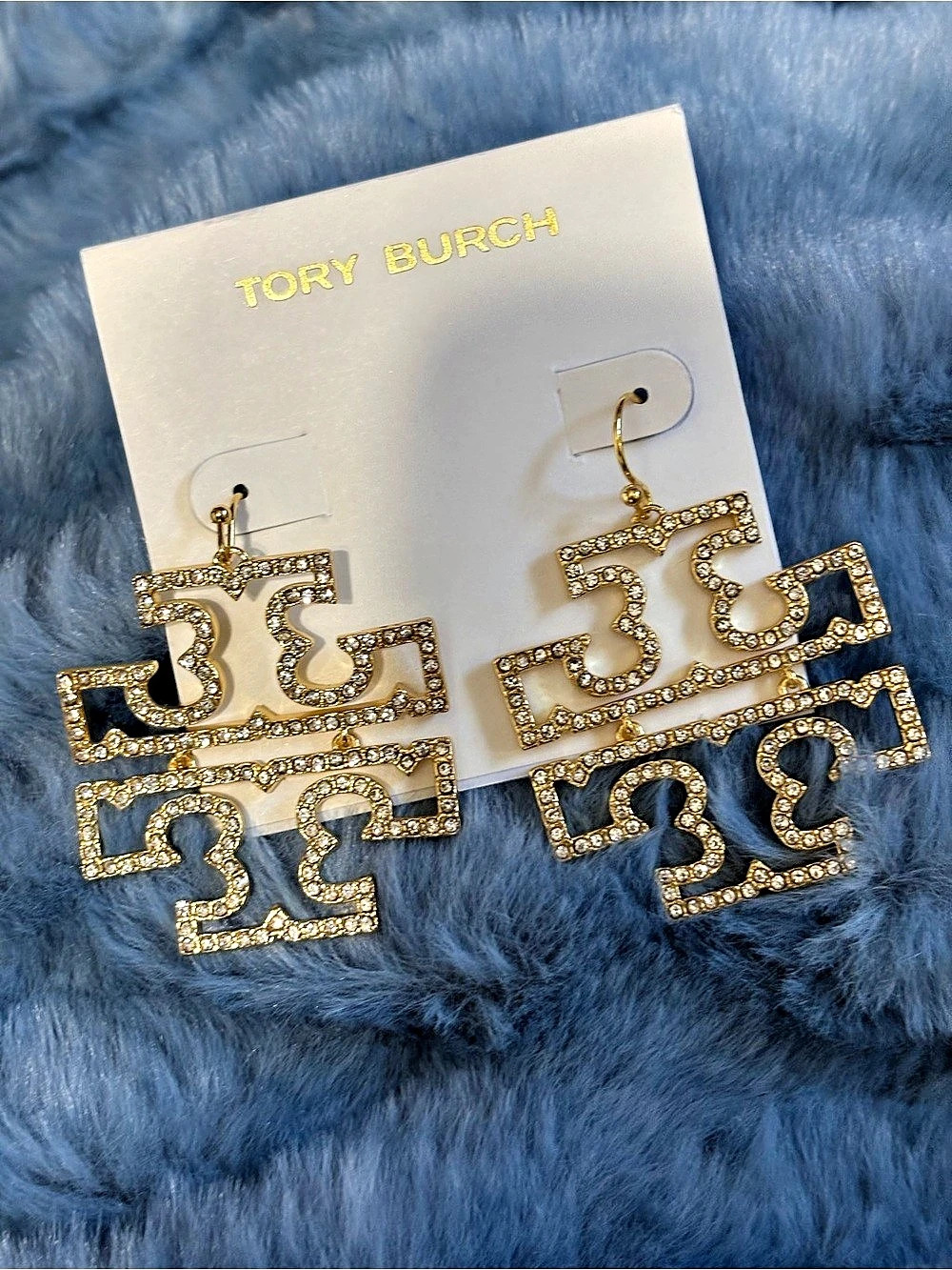 Tory Burch Miller Stud Earrings Logo Drop Earrings Gold